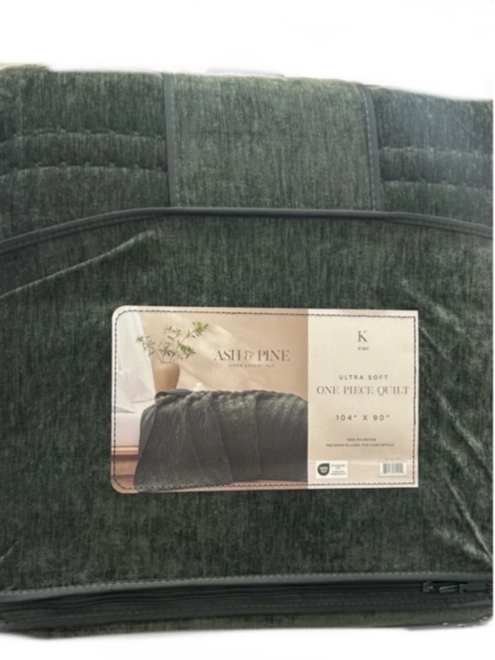Ash & Pine King Ultra Soft Forest Green Quilt 104”x90”
